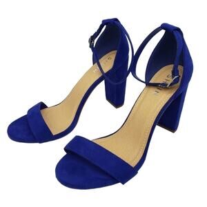 Shein Ankle Strap High Heel Pumps Blue Fabric Size 10